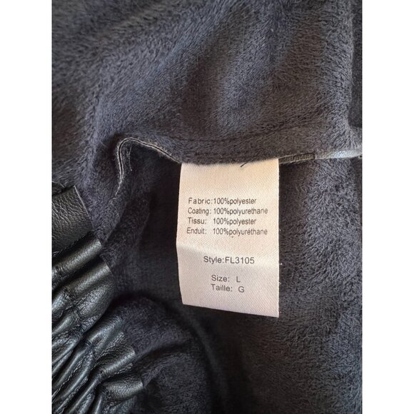 ELAN-FLORA BLACK VEGAN LEATHER Elastic Waist SHORT Womens Size Large - Picture 8 of 10